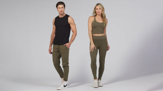 Sustainable Style in Olive Green: Allwear Tanboocel® Leggings and Allwear Organic Cotton Joggers